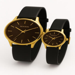 Black Leather Belt Couple Watch CPL04