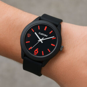 Men's Black Rubber Belt Watch MRW19