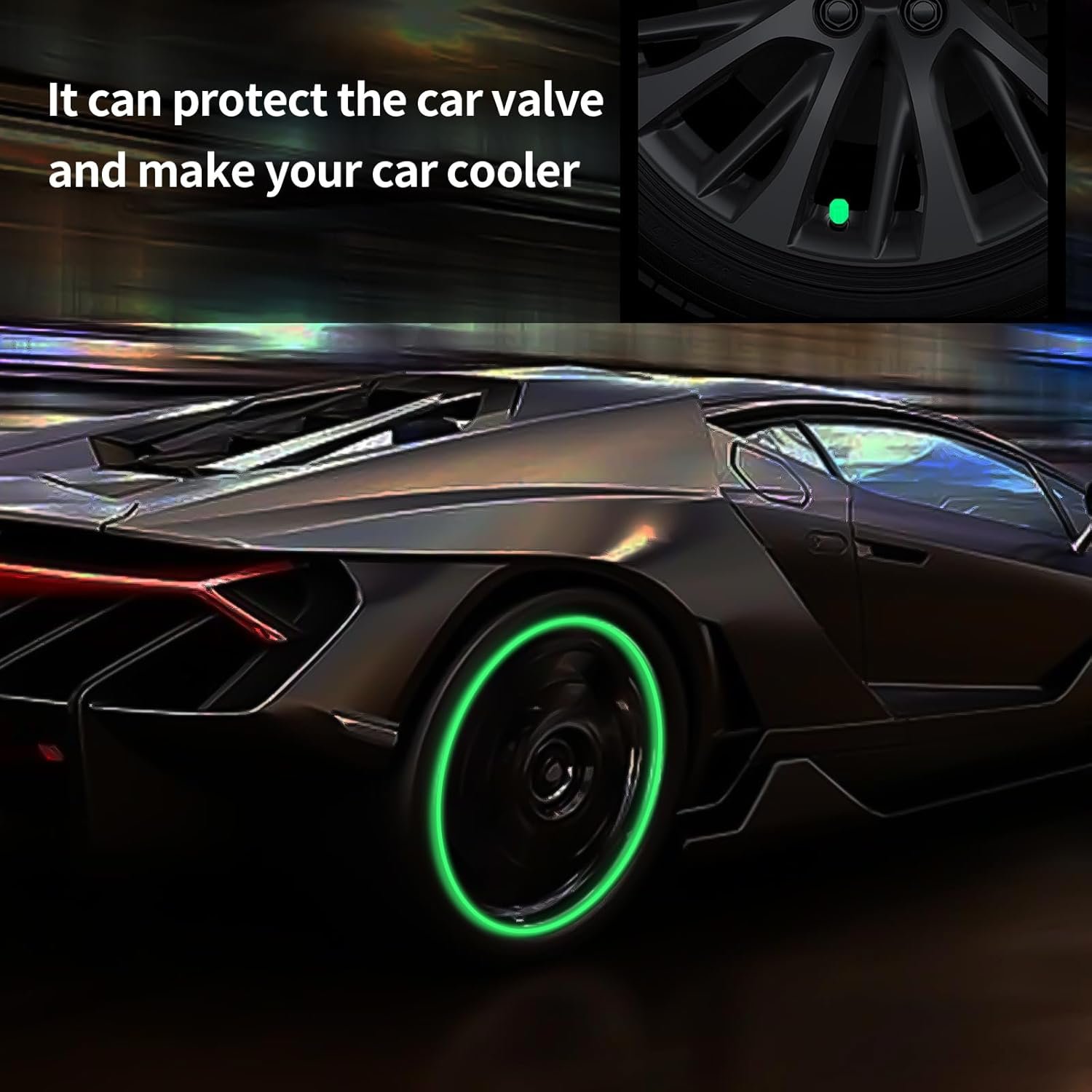 Glow Tyre Valve Caps 100 Pcs