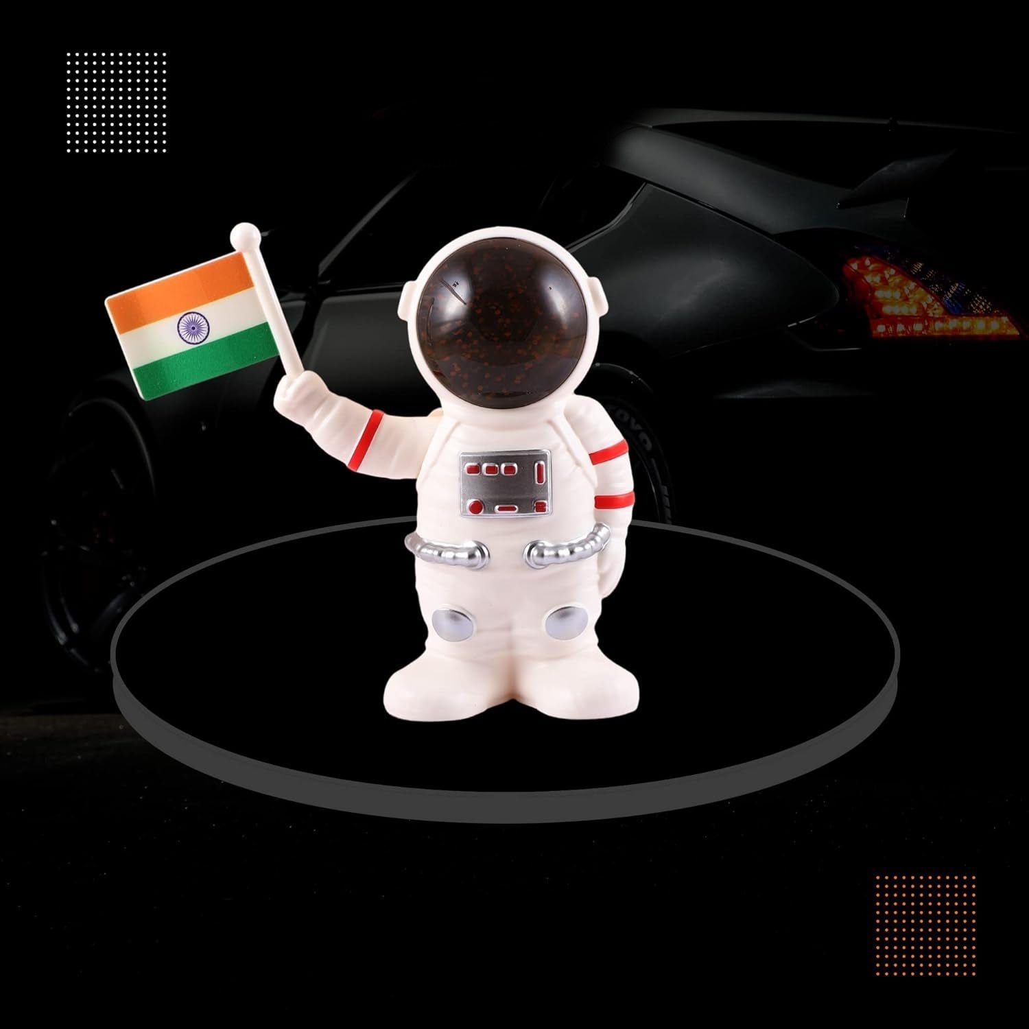 Solar Powered Astronaut Dashboard Ornament with Indian Flag