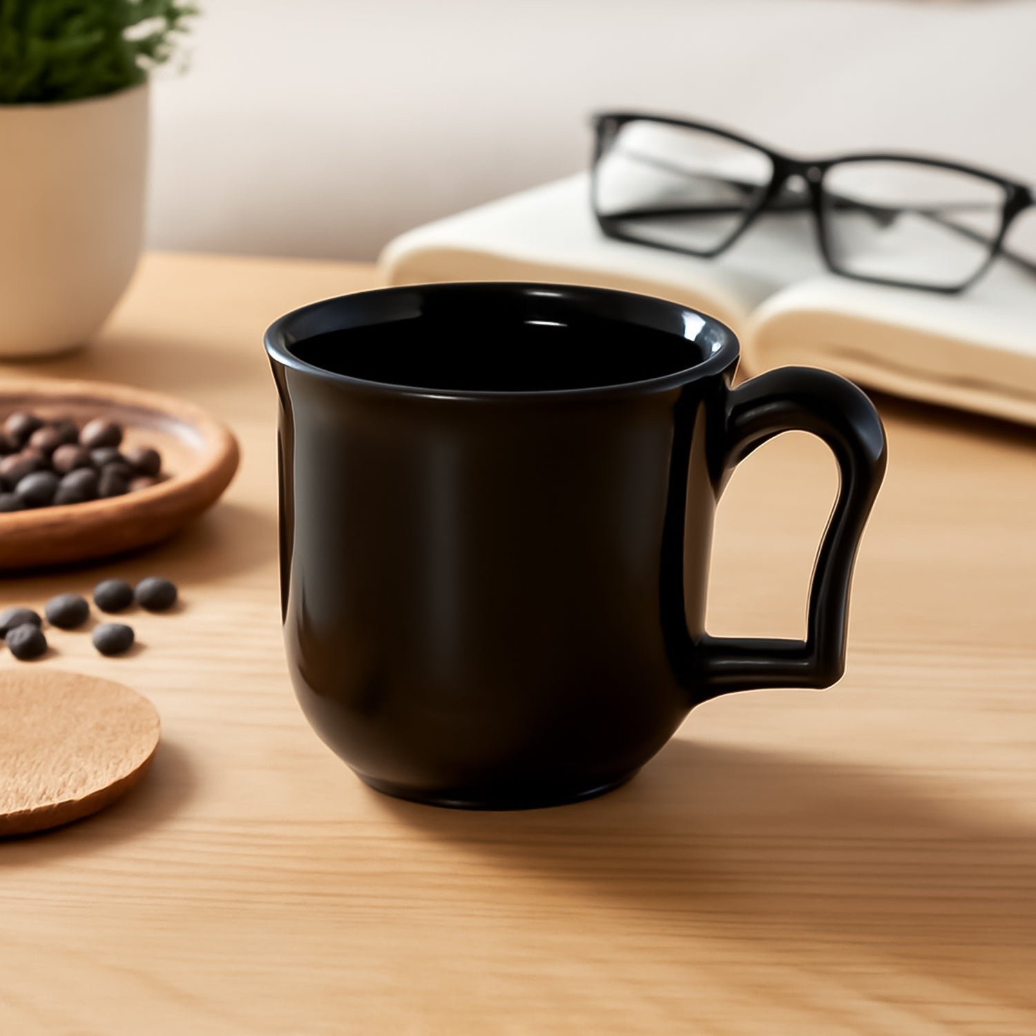 Plastic Coffee Mug with Handle Black