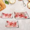 Rectangular Flower Print Serving Tray Set