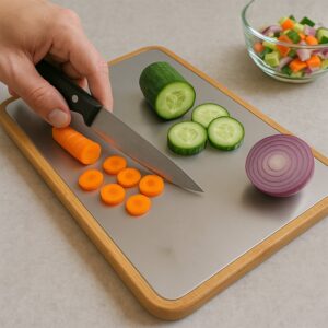 Steel Oak Cutting Board With Wooden Handle