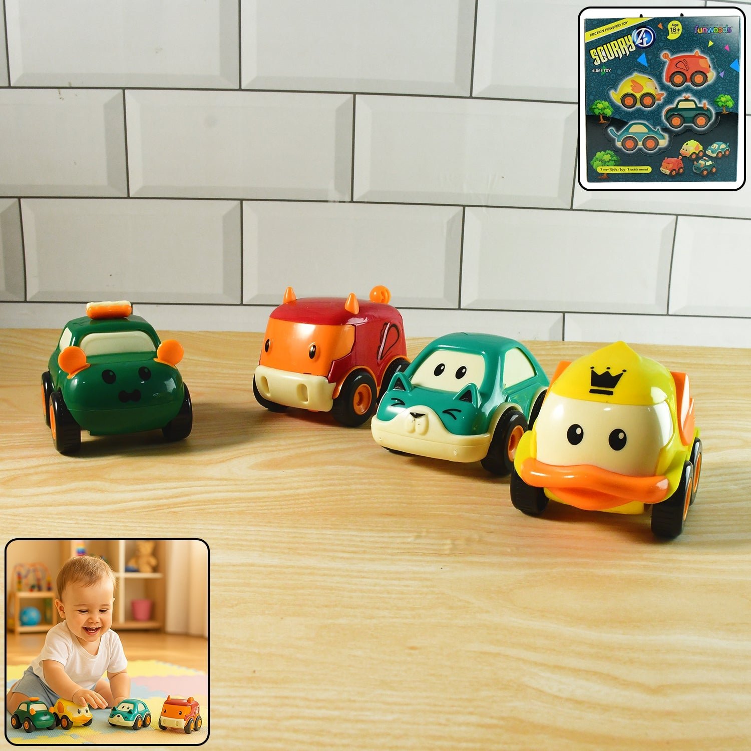 Animal Cartoon Pull Back Toy Car Set