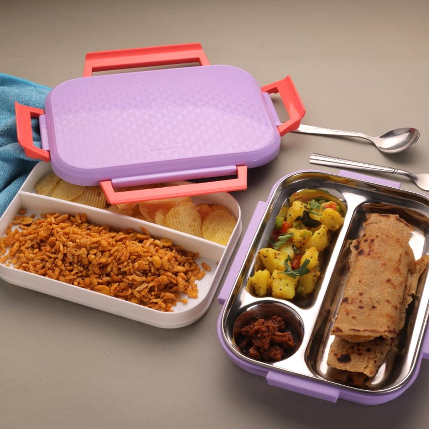 Plastic Lunch Box With Steel Plate