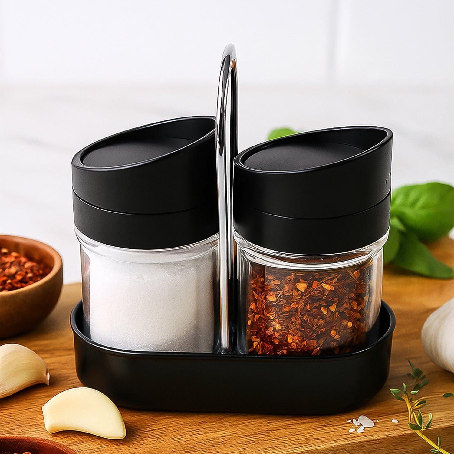 Salt And Pepper Jar Set With Stand