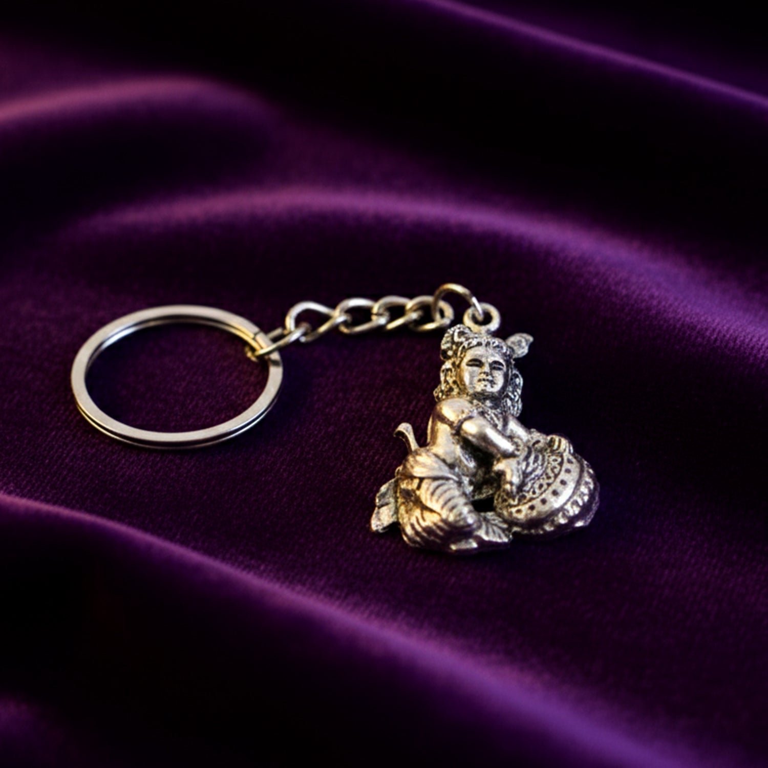 Bal Krishna Makhan Eating Silver Keychain